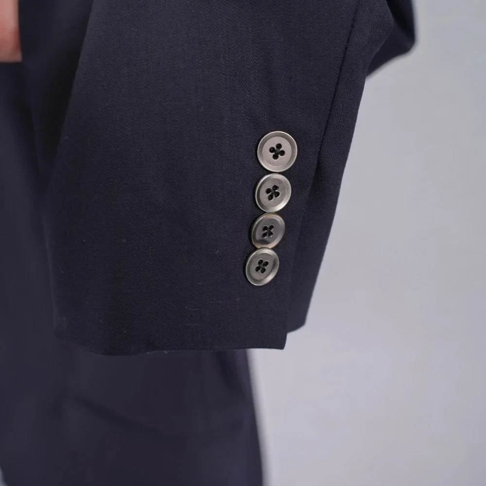 Calvin Klein Wool Blue Silver Button‎ Blazer 46L 2 Button